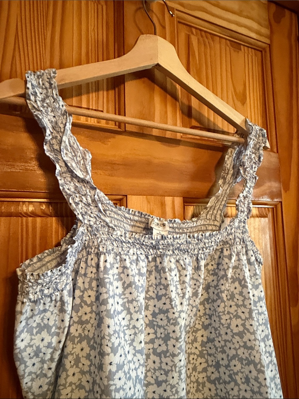 J. Crew Light Blue and White Floral Ruffle Strap Camisole - Picture 3 of 7